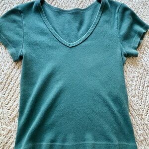 * 3 for $20 *Teal V-Neck Short Sleeve crop Top